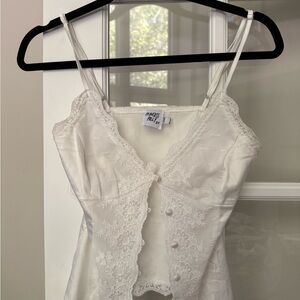 Princess Polly White Lace Trim Cami Top Small